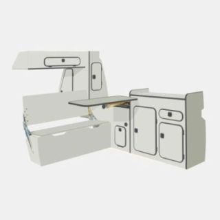 Meubles AGATHE spécifique pour Volskswagen Transporter T25/T3 - bois gris (1979-1992)