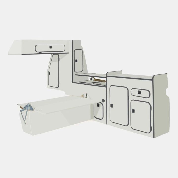 Meubles AGATHE spécifique pour Volskswagen Transporter T25/T3 - bois gris (1979-1992)
