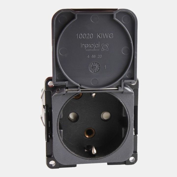 Prise 220V gris foncé schuko + couvercle CBE