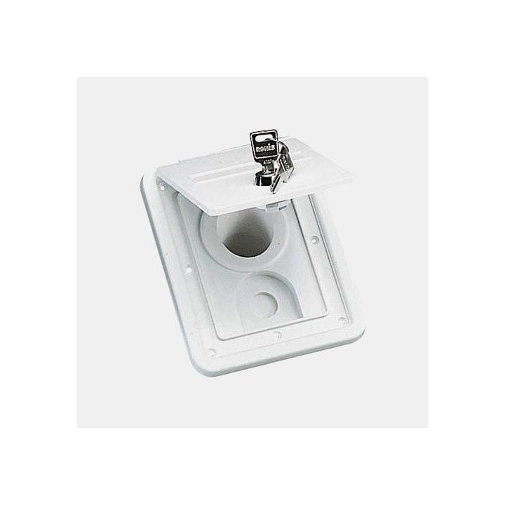 Copela con caja blanca orientable 160x130x75 mm Chantal con cierre de llave para autocaravanas y caravanas.