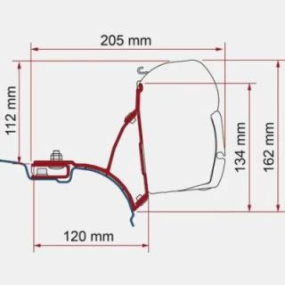 Markisenadapter F45S Schwarz für VW T5 VW T6 VWT6.1 Transporter Multivan Fiamma - linke Seite