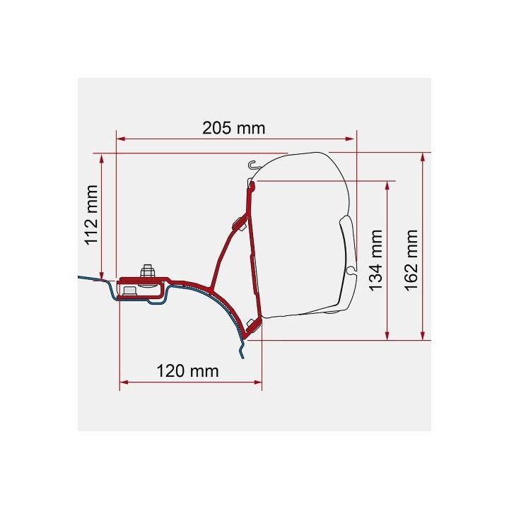 Adapter blind F45S Zwart voor VW T5 VW T6 VWT6.1 Transporter Multivan Fiamma - links