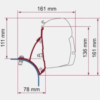 Adaptateur de store F45S LIFT ROOF DEEP BLACK pour VW T5 VW T6 VWT6.1 Fiamma - Toit relevable - store côté gauche