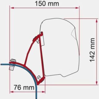 Markisenadapter F43VAN LIFT ROOF - VW T5 VW T6 VWT6.1 Fiamma - Aufstelldach - linke Seite