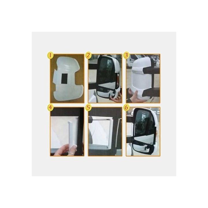 Paire de coques de protection NOIRES pour rétroviseurs bras LONGS pour Ducato depuis 2007