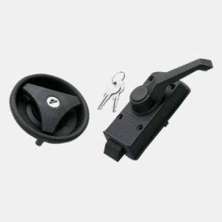 Serrure noire ronde à poignée pour porte de caravane avec ouverture à droite + barillet & clés FAP