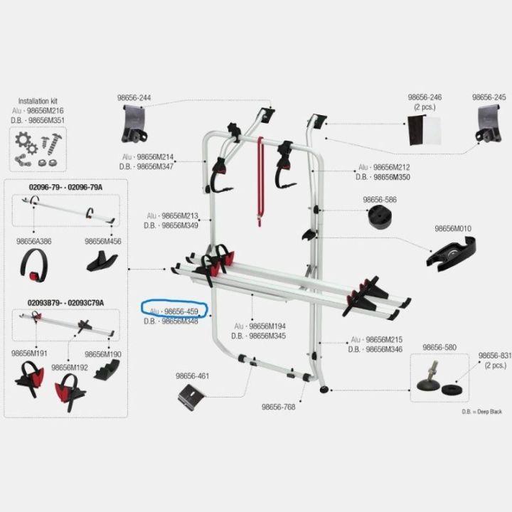 Structure intérieure de transport pour porte-vélos CARRY BIKE T5D Fiamma