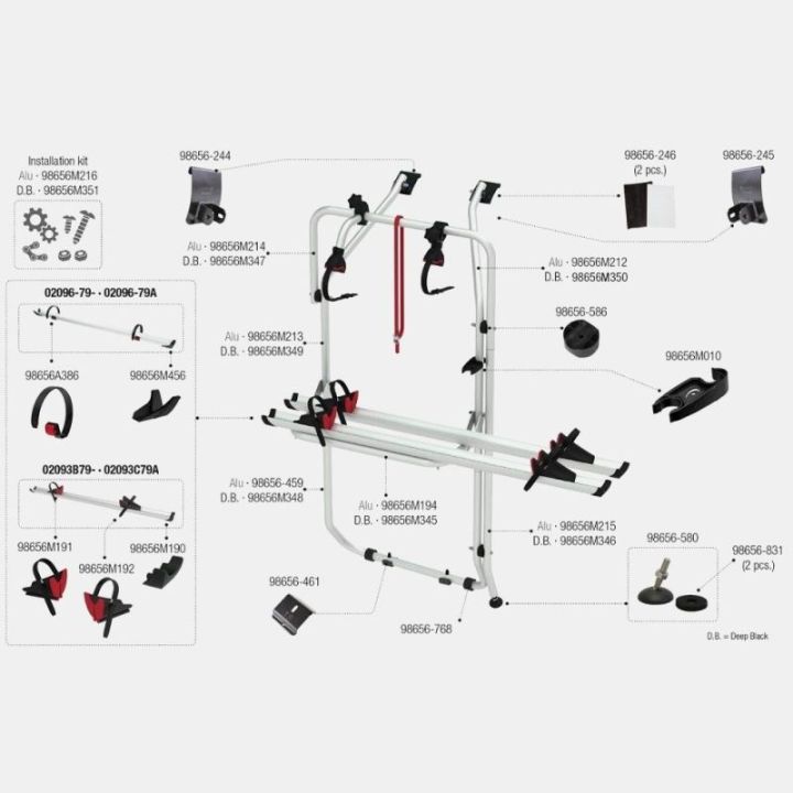 Kit di supporto per binari DJ RS per portabici CARRY BIKE T5D Fiamma