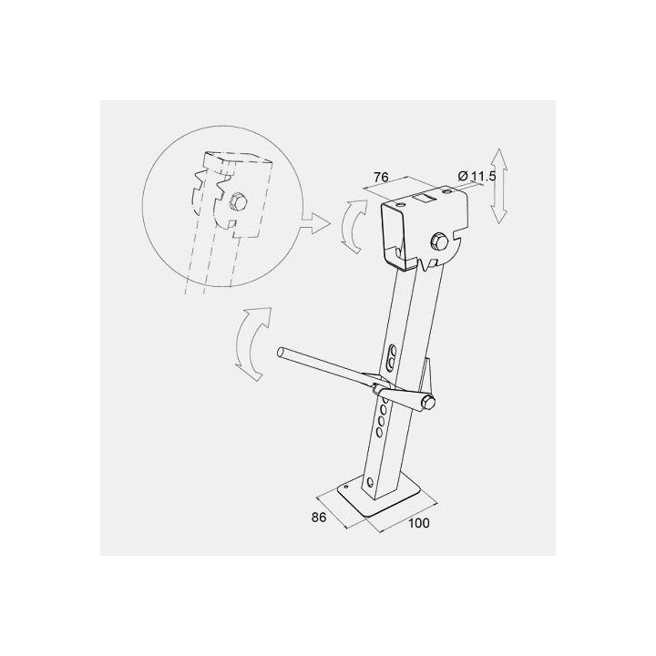 Vérins de levage Jack Hauteur: 39-55 cm LIPPERT- pour fourgon, camping-car ou caravane - vendus par 2.