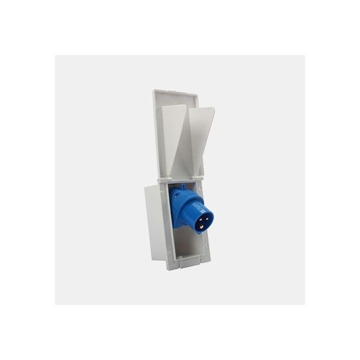 Presada incasso maschio CEE17 16A - tappo girevole - base bianca