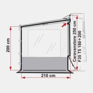 Face latérale SIDE W PRO pour CARAVANSTORE Hauteur: 240-260 cm x Avancée :225 cm