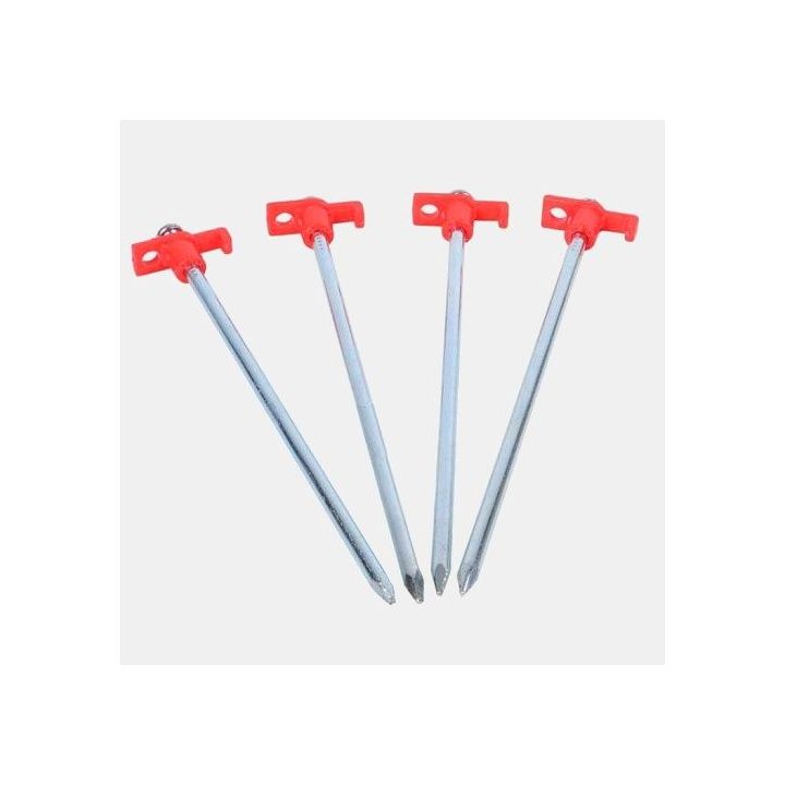 Kit de 4 piquets clou acier + tête plastique L: 25 cm - sols caillouteux