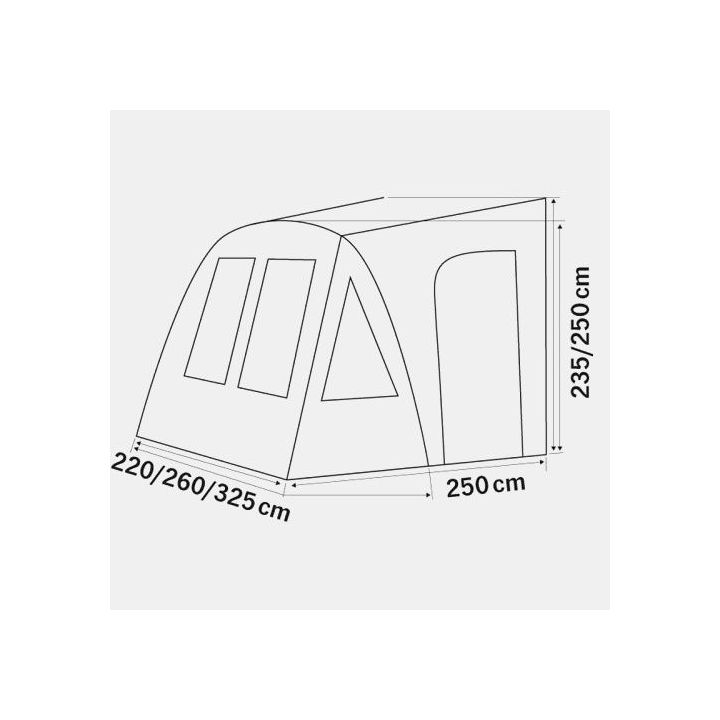 Tenda parziale gonfiabile ONE BEAM AIR 250 x 220 x 230/250 cm per caravan