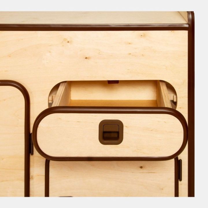Meubles AGATHE spécifique pour Volskswagen Transporter T25/T3 - bois brut (1979-1992)
