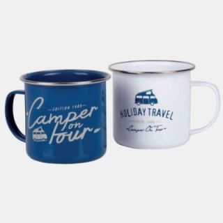 Juego de 2 tazas esmaltadas en blanco