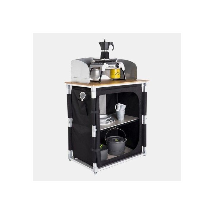 Mueble de cocina Quick Mini de bambú - 1 armario - 1 estante - 1 parabrisas