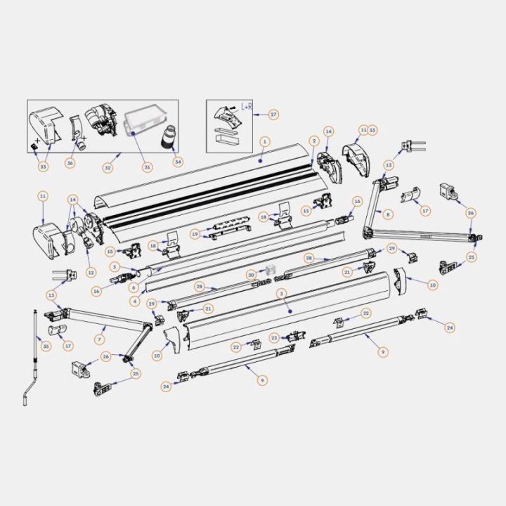 Embout gris alu Gauche pour store Omnistore 6300 Thule