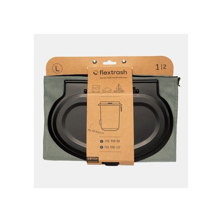 Poubelle de camping verte Taille S 3 litres FLEXTRASH avec son piquet de support télescopique