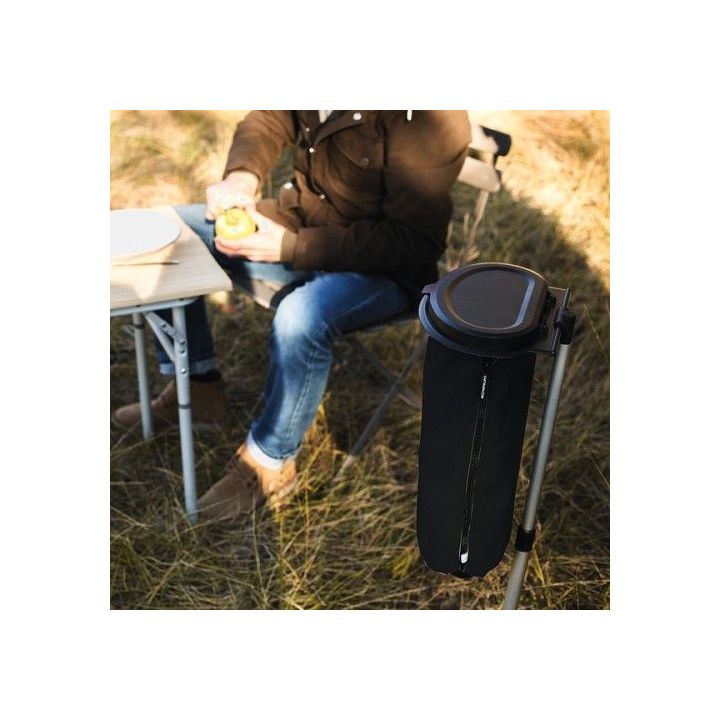 Poubelle de camping verte Taille S 3 litres FLEXTRASH avec son piquet de support télescopique