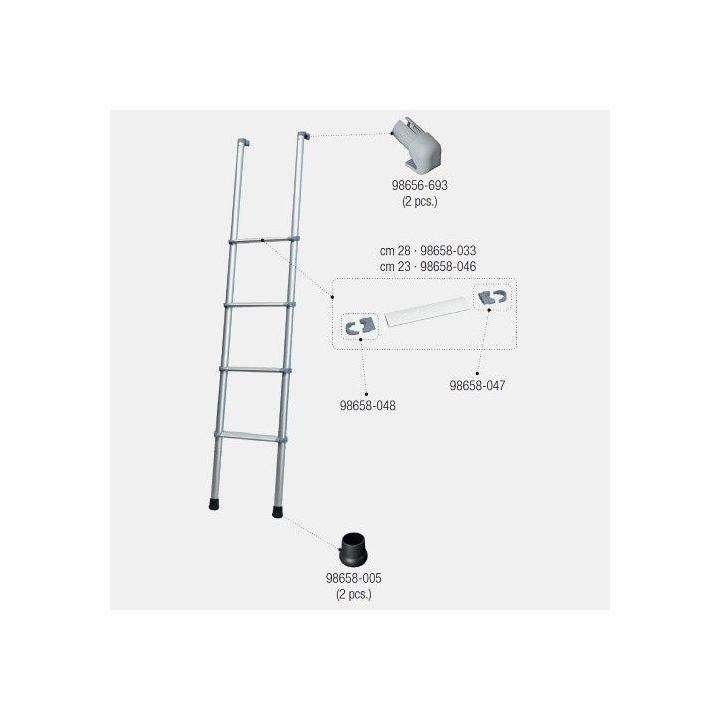 Soporte de enchufe gris izquierdo para escaleras Fiamma Deluxe 4B y 5B