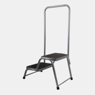 Gradini in acciaio a 2 gradini con corrimano 34x37,5x43 cm