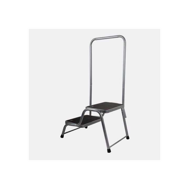 Gradini in acciaio a 2 gradini con corrimano 34x37,5x43 cm