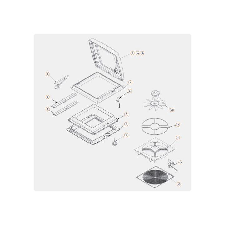 Levier de commande pour lanterneau Thule Vent 40x40 cm V04