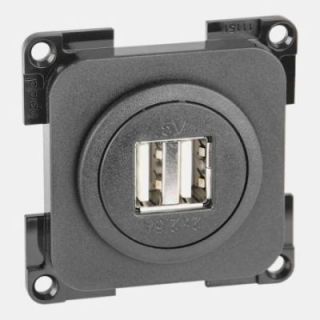 Tomada de embutir PRESTO preta dupla USB 2x2,5A