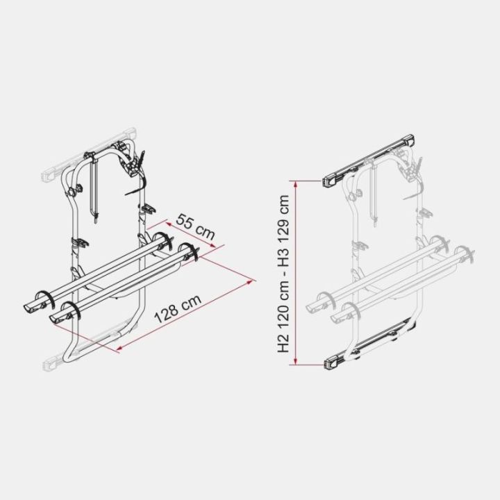 KIT BARRAS soportes Deep Black para portabicicletas CARRY BIKE DJ FIAMMA en VW Crafter entre 2006 y 2016