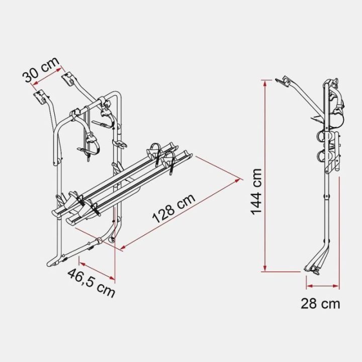 Porte-vélos CARRY BIKE FIAMMA pour VW Transporter T6 & T6.1 avec 2 portes arrière - gris aluminium - version restylée 2023