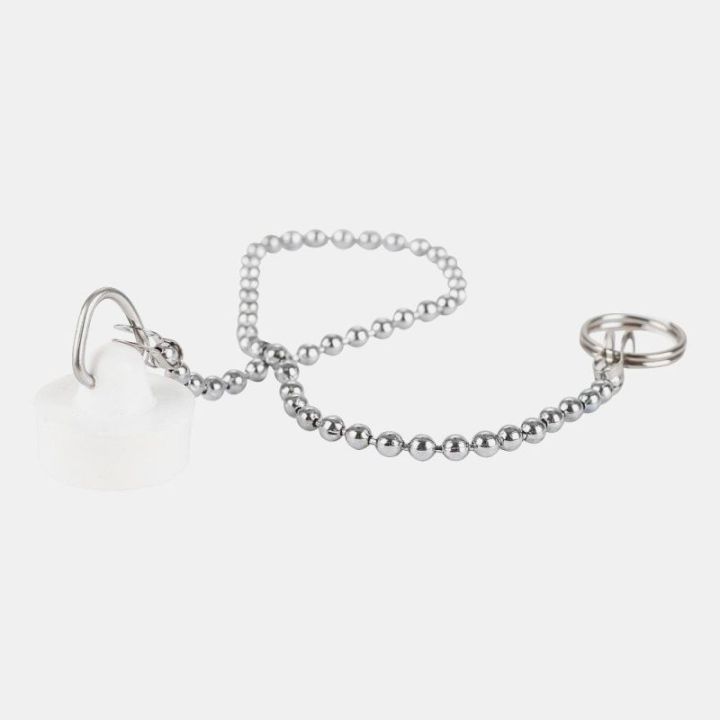Bouchon lavabo 17.6x21 mm blanc avec chaînette