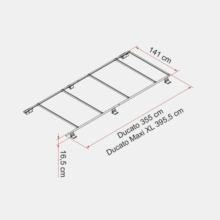 Galerie ROOF RAIL DUCATO für Fiat Ducato mit Hochdach Typ H2 - Deep Black- Fiamma