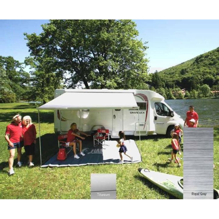 Store F45S 260 FIAMMA - L store : 263cm - Toile : Royal Grey - Boitier: titanium pour fourgons aménagés