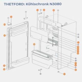 Loquet de porte gris pour réfrigérateurs Thetford N3080 N3090 N3100 N3097 N3104 N3108 N3112 après juillet 2005.