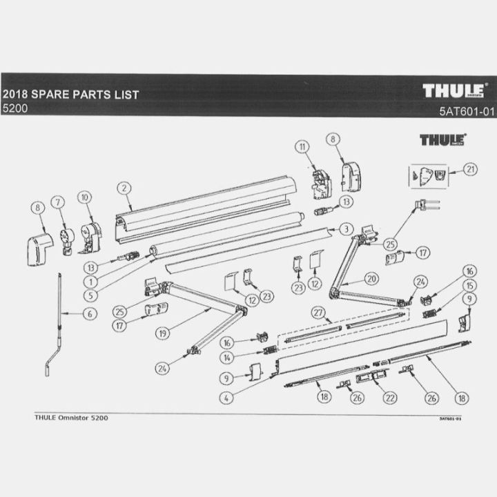 Caches d'extrémité droit et gauche blancs pour store Thule 5200