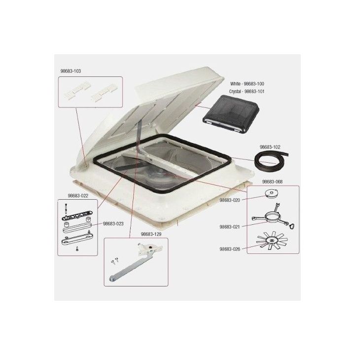 Kit moteur pour lanterneaux Turbo Vent/Turbo Vent Pro FIAMMA - Ref : 98683-020