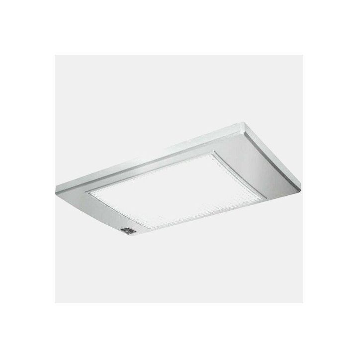Slimlite 12V LED ceiling light with aluminum finish switch - for motorhomes and caravans.