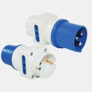 Adattatore maschio CEE17/ Femmina Schuko/ Italiano 16A - per camper.