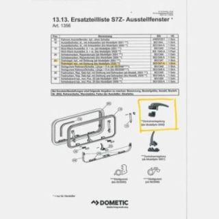 Knopsluiting voor Dometic S7Z kast - naar buiten staand raam - pre-2001 model - à l'unité