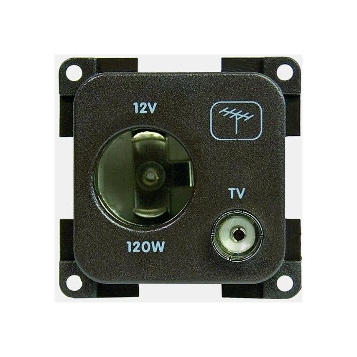 Steckdose 12V Ø 21 mm TV Satellit dunkelgrau CBE