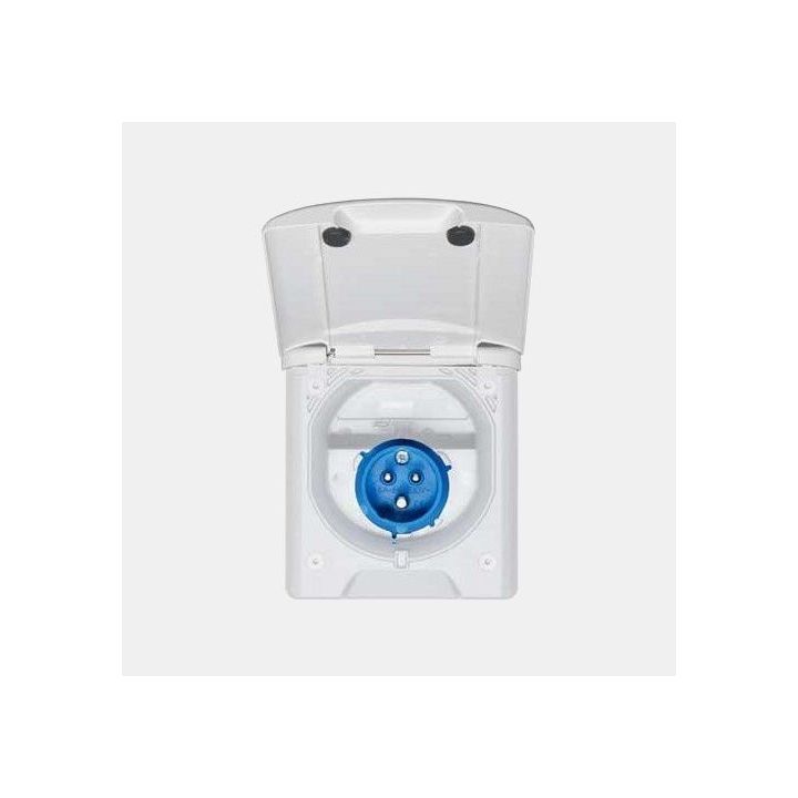 Socle mâle 230V- raccord mâle CEE17 16A - boitier blanc 249