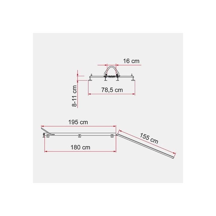 Porte-moto CARRY MOTO pro Fiamma - aluminium -l: 16 cm.L maxi: 180 cm. charge maxi:200 kg