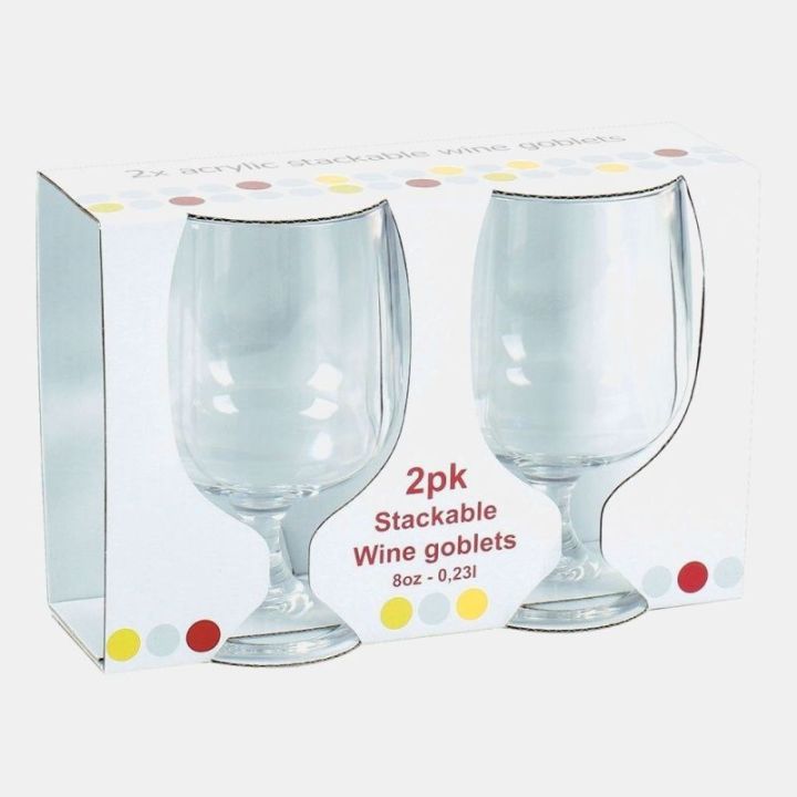 Set van 2 stapelbare glazen met acrylbodem 250 ml