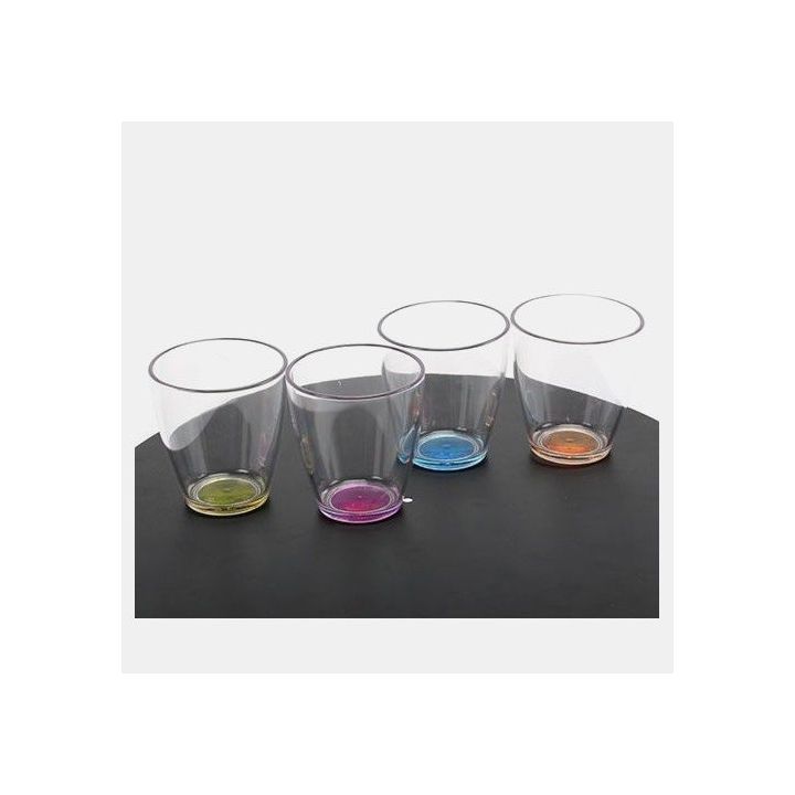 Lot 4 verres fond couleur en SAN anti-glisse