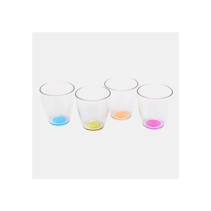 Lot 4 verres fond couleur en SAN anti-glisse
