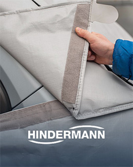 Pose d'une couverture de protection pare-brise Hindermann sur un camping-car