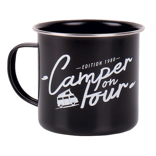 Mug émaillé noir "Camper on Tour" 500ml CF12783