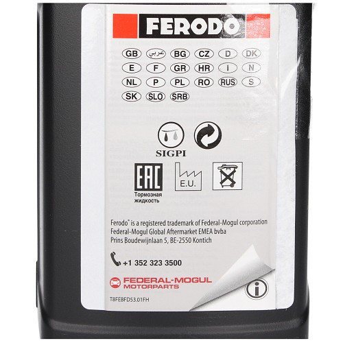 FERODO brake and clutch fluid DOT 5.1 bottle 1 Liter FBZ100 UH27000 ferodo