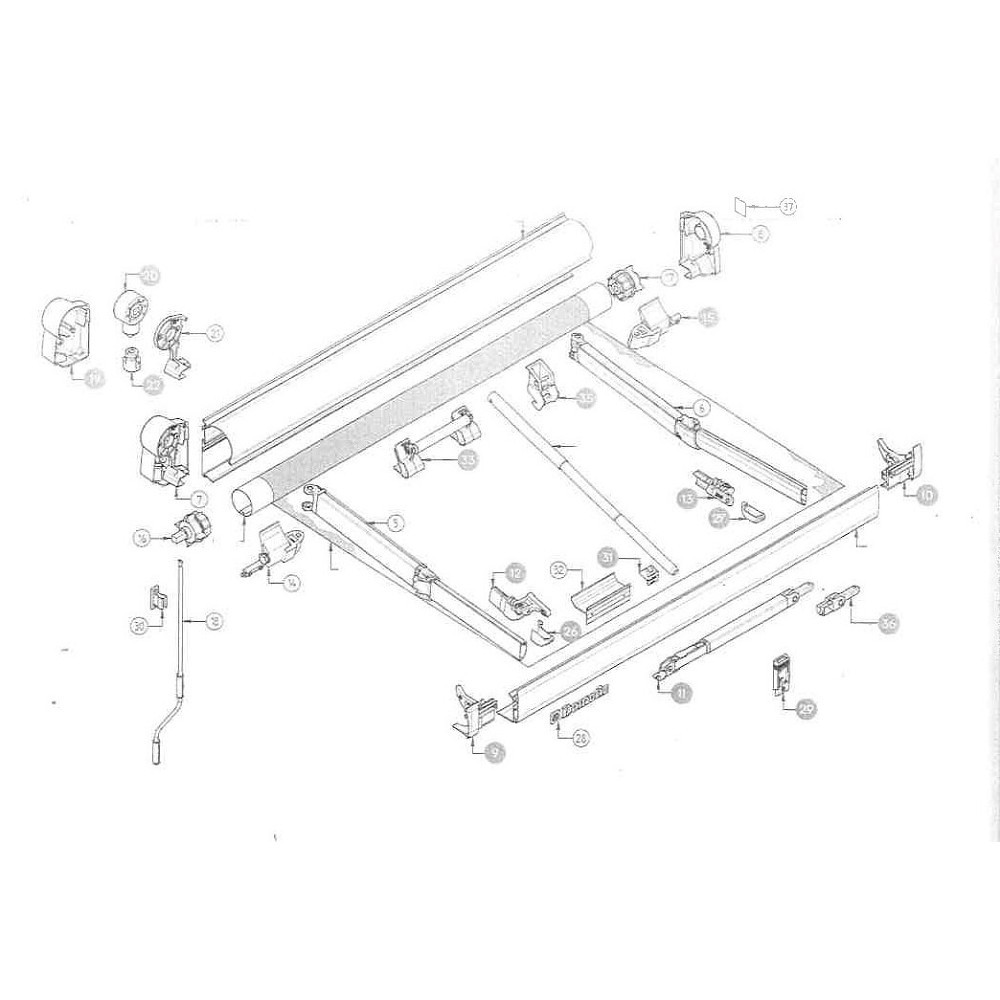 Left front silver grey for PerfectWall awning Dometic4470000056 Prostor5400227-1 CS12275 - Roadloisirs.com