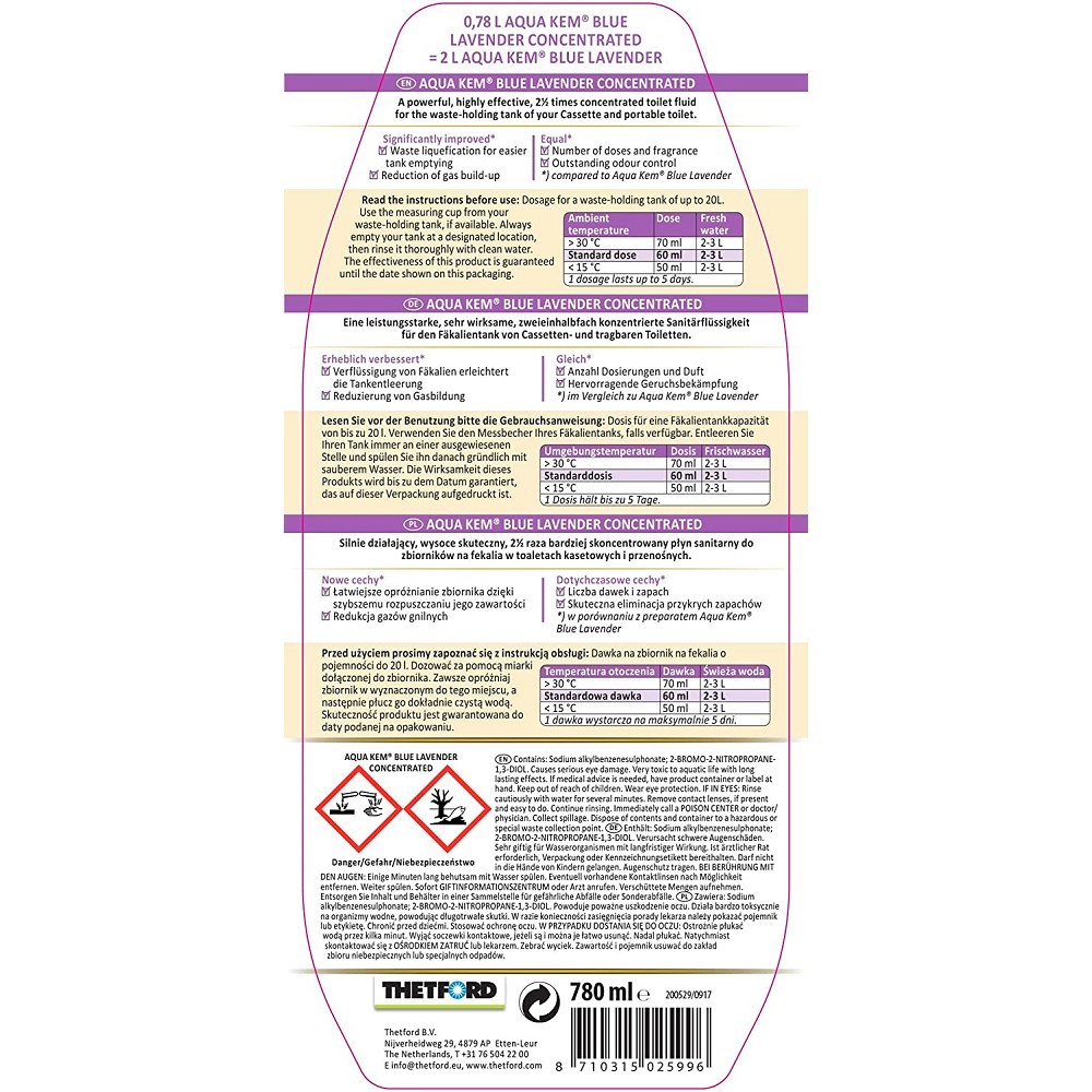 LOT DE 2 - ADDITIF LIQUIDE AQUA-KEM BLUE THETFORD - PRODUIT ENTRETIEN WC